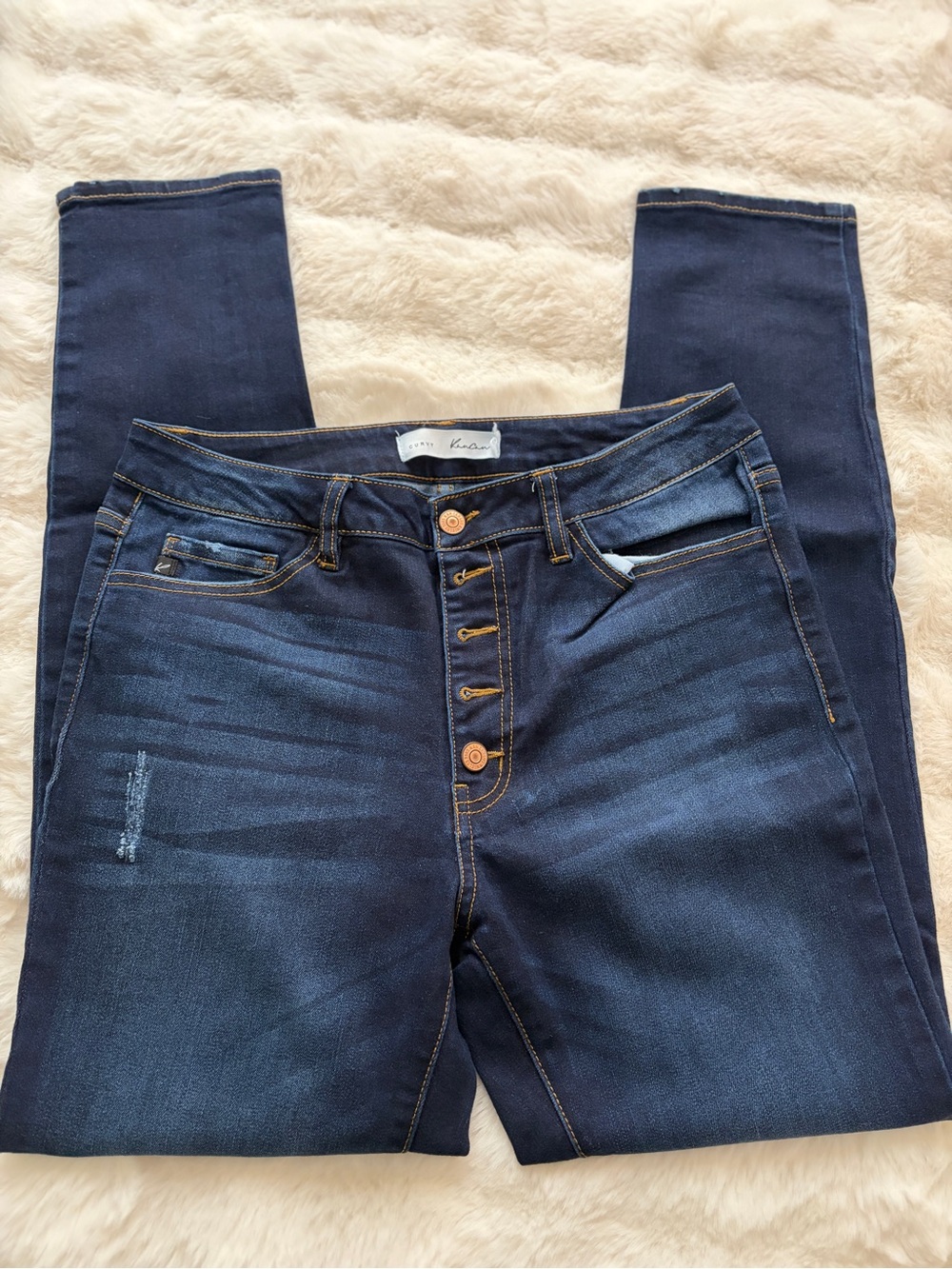 KanCan Dark Blue Skinny High-Rise Button-Fly Jeans
